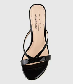 Imani75 Fine Heel Slide In Black Patent