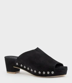 Inara65 Studded Slide On Unit In Black Suede