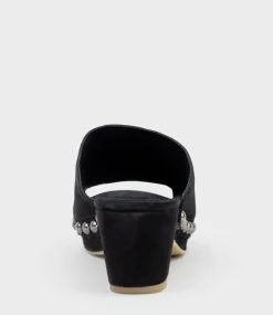 Inara65 Studded Slide On Unit In Black Suede