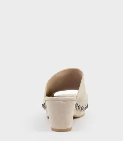 Inara65 Studded Slide On Unit In Biscuit Suede