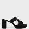 Iris80 Platform Slide With Cut-Out In Black Suede