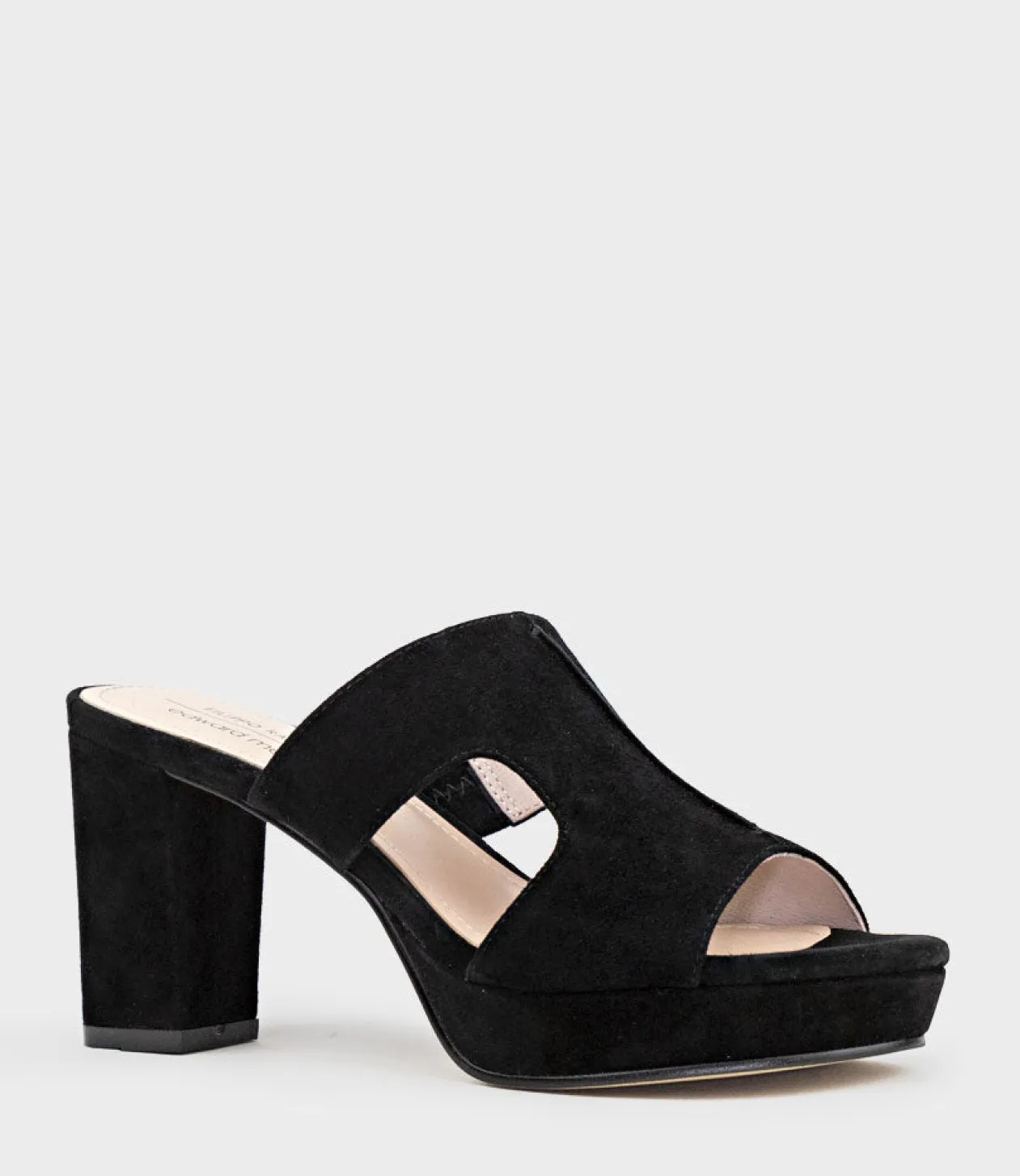 Iris80 Platform Slide With Cut-Out In Black Suede