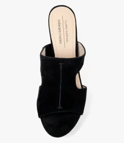 Iris80 Platform Slide With Cut-Out In Black Suede
