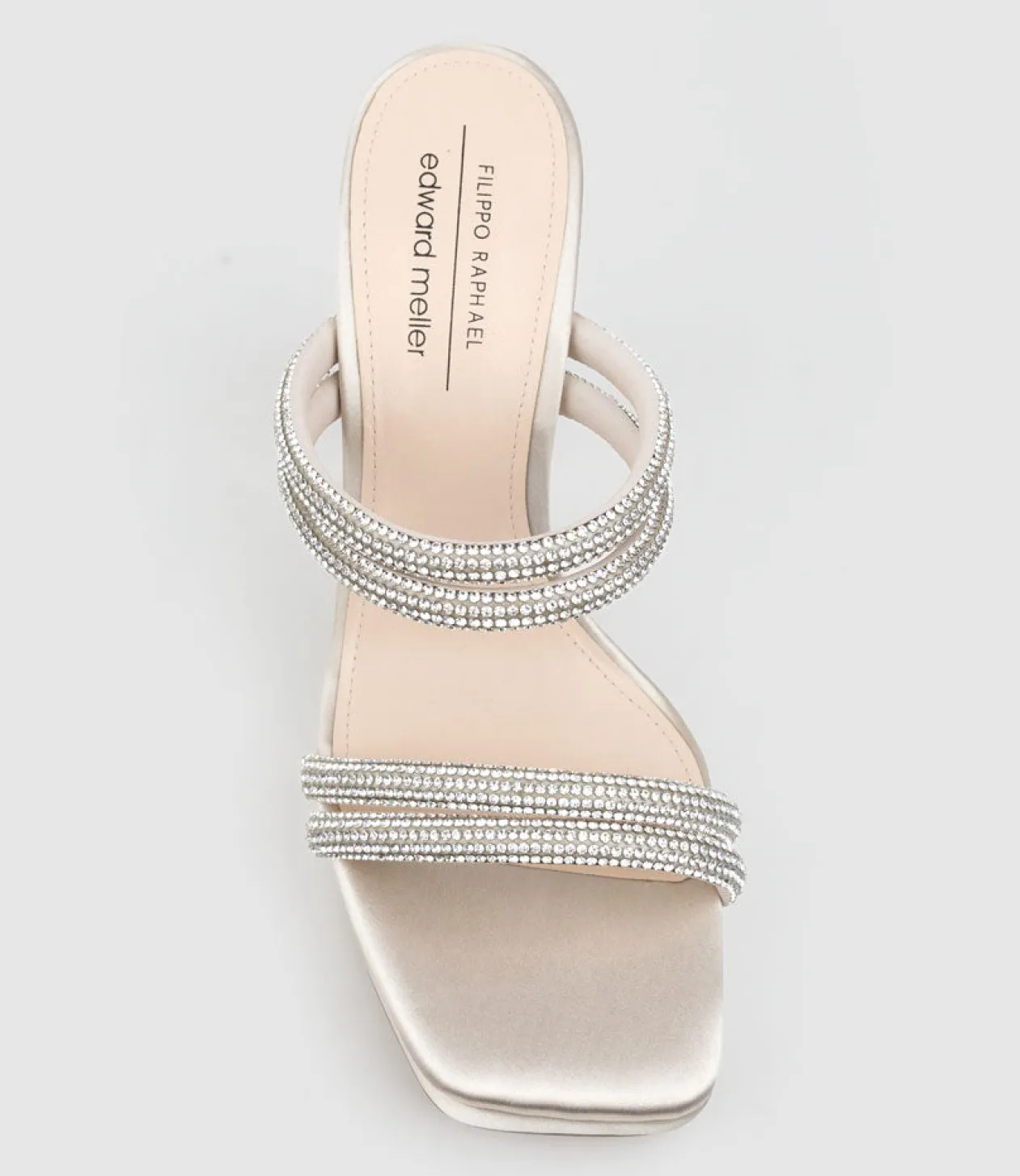 Isla110 Diamante Mulitband Platform Slide In Champagne Satin