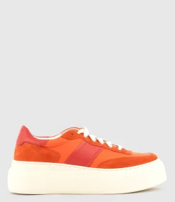 Jasper Retro Platform Sneaker In Orange Combo