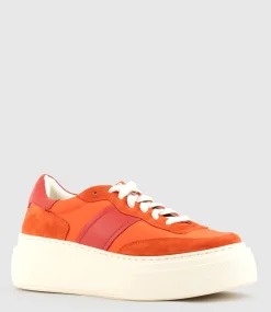 Jasper Retro Platform Sneaker In Orange Combo
