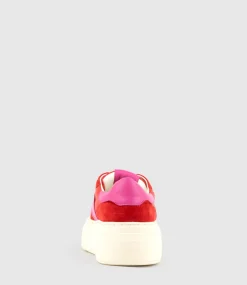 Jasper Retro Platform Sneaker In Red Combo