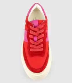 Jasper Retro Platform Sneaker In Red Combo