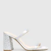 Kaiya85 Two Strap Slide In Silver Satin