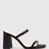Kaiya85 Two Strap Slide In Black Satin