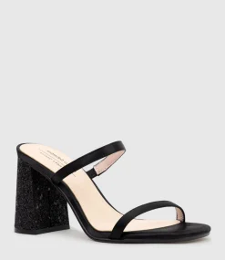 Kaiya85 Two Strap Slide In Black Satin