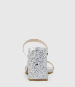 Kaiya85 Two Strap Slide In Silver Satin