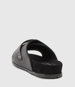 Kala Velcro Strap Slide On Footbed In Black