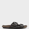 Kamala Buckled Slide On Footbed In Black