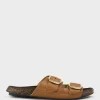 Kamala Buckled Slide On Footbed In Tan