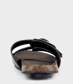 Kamala Buckled Slide On Footbed In Black