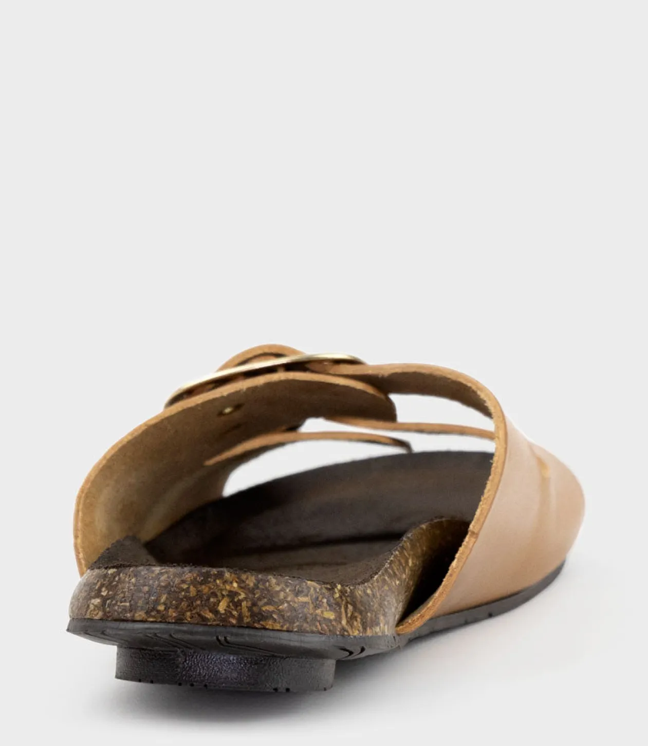 Kamala Buckled Slide On Footbed In Tan