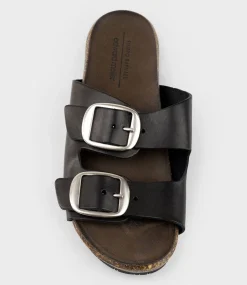 Kamala Buckled Slide On Footbed In Black
