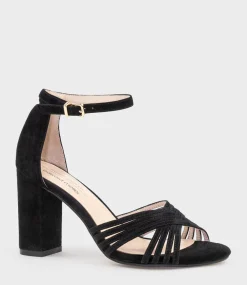 Karina85 Multistrap Block Heel Sandal In Black Suede