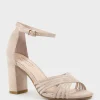 Karina85 Multistrap Block Heel Sandal In Blush Suede
