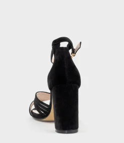 Karina85 Multistrap Block Heel Sandal In Black Suede