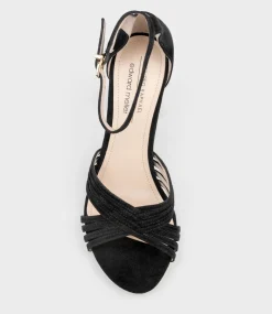 Karina85 Multistrap Block Heel Sandal In Black Suede