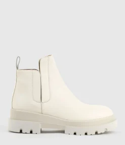 Kash Hidden Gusset Ankle Boot In Offwhite
