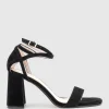 Kelsey85 Ankle Wrap Sandal In Black Suede