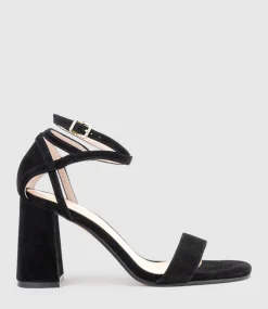Kelsey85 Ankle Wrap Sandal In Black Suede
