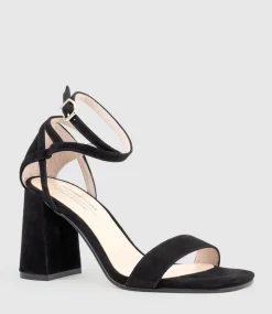 Kelsey85 Ankle Wrap Sandal In Black Suede