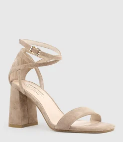 Kelsey85 Ankle Wrap Sandal In Nude Suede