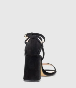 Kelsey85 Ankle Wrap Sandal In Black Suede