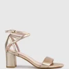 Kenia60 Block Heel Sandal With Hourglass Ankle Wrap In Rosegold