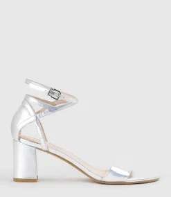 Kenia60 Block Heel Sandal With Hourglass Ankle Wrap In Silver