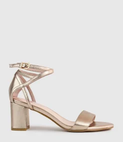 Kenia60 Block Heel Sandal With Hourglass Ankle Wrap In Rosegold