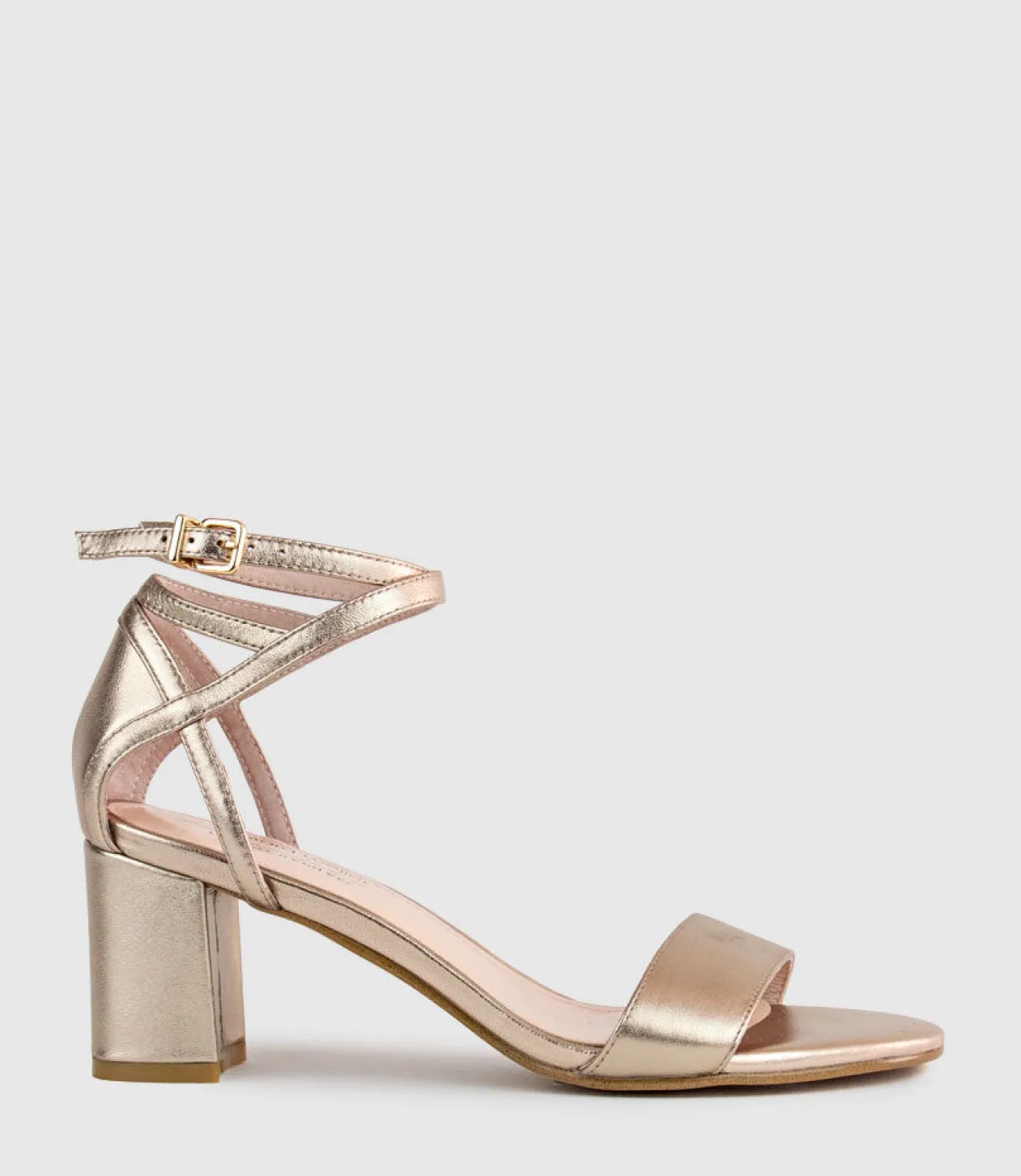 Kenia60 Block Heel Sandal With Hourglass Ankle Wrap In Rosegold