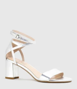 Kenia60 Block Heel Sandal With Hourglass Ankle Wrap In Silver
