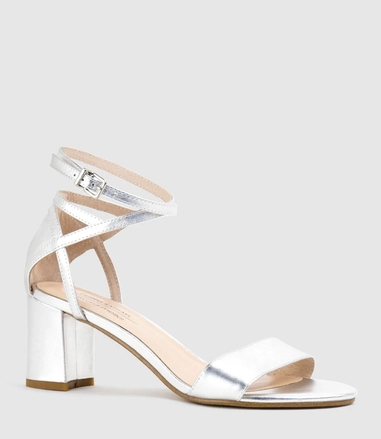 Kenia60 Block Heel Sandal With Hourglass Ankle Wrap In Silver