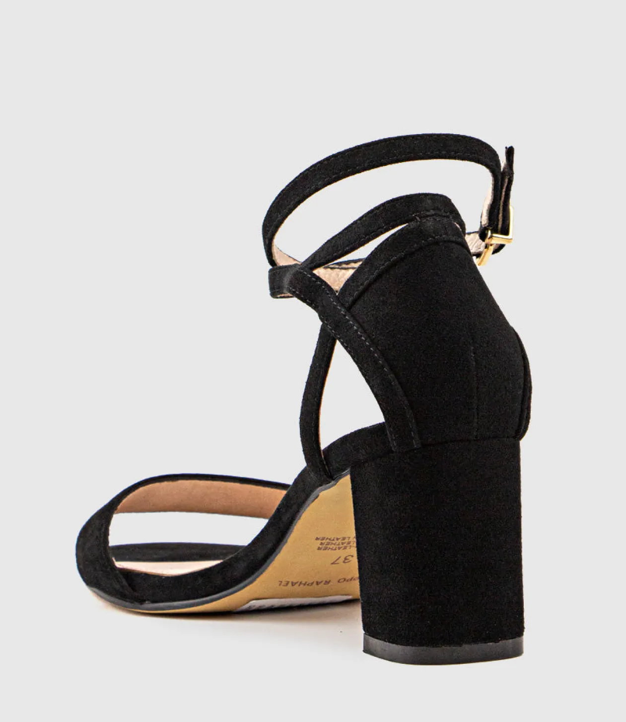 Kenia60 Block Heel Sandal With Hourglass Ankle Wrap In Black Suede