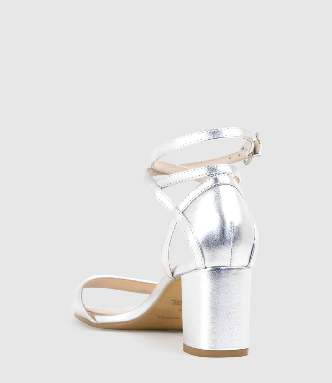 Kenia60 Block Heel Sandal With Hourglass Ankle Wrap In Silver