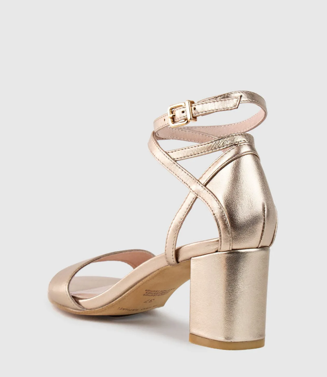 Kenia60 Block Heel Sandal With Hourglass Ankle Wrap In Rosegold