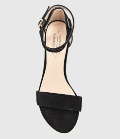 Kenia60 Block Heel Sandal With Hourglass Ankle Wrap In Black Suede