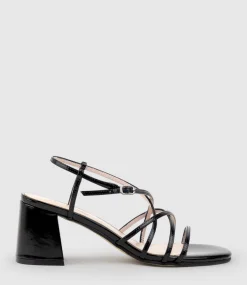 Kia65 Strappy Sandal In Black High Shine