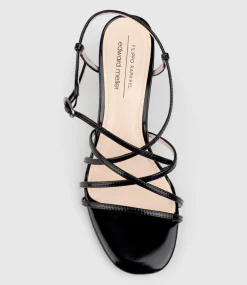 Kia65 Strappy Sandal In Black High Shine