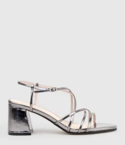 Kia65 Strappy Sandal In Pewter High Shine
