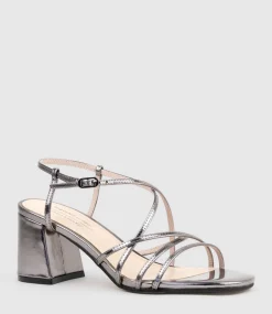 Kia65 Strappy Sandal In Pewter High Shine
