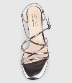 Kia65 Strappy Sandal In Pewter High Shine