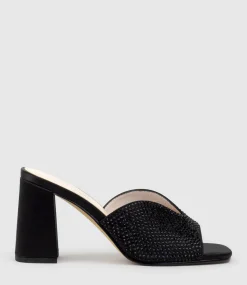 Kira85 Jewelled V Throat Slide In Black Satin