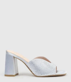 Kira85 Jewelled V Throat Slide In Silver Satin
