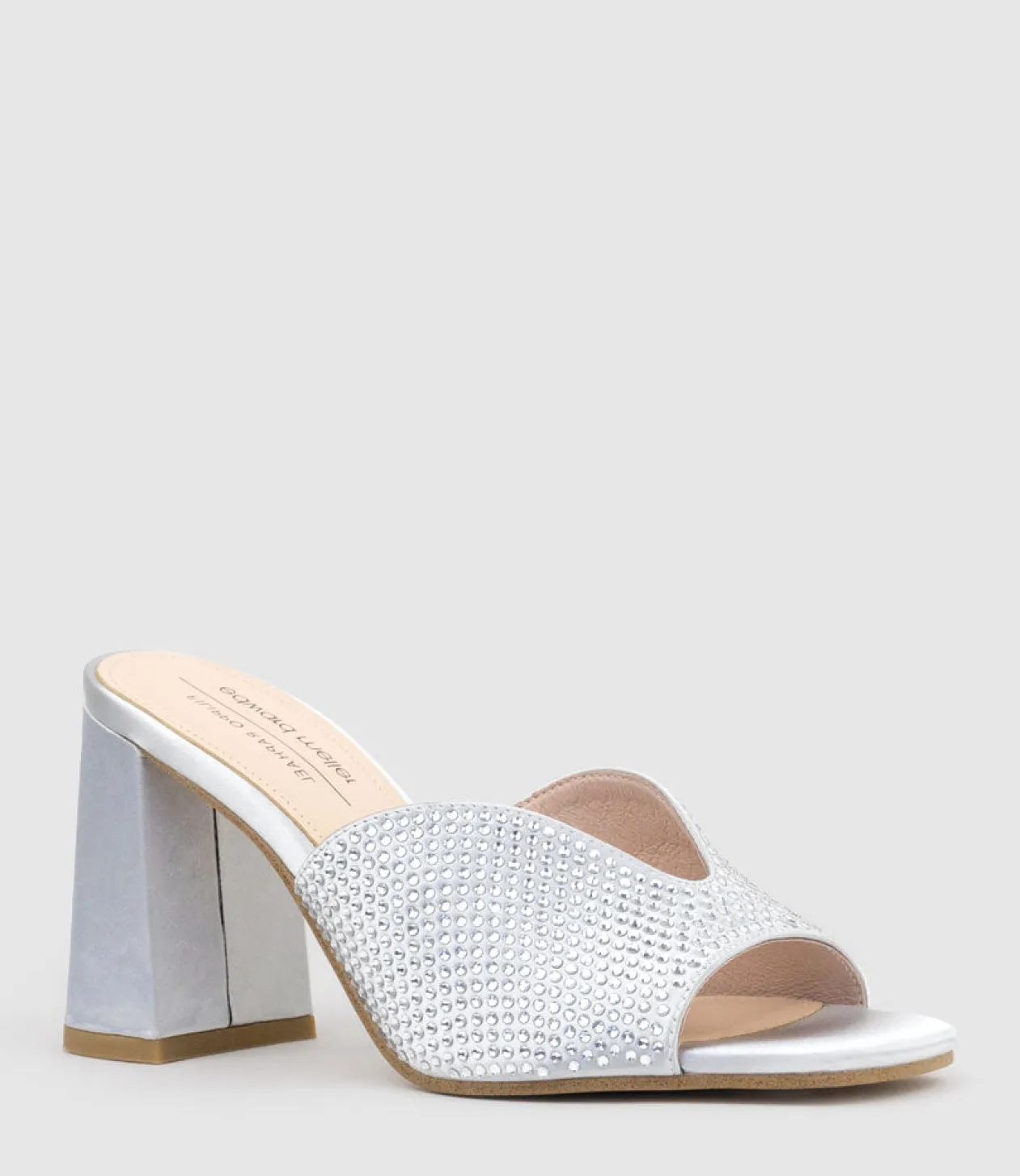 Kira85 Jewelled V Throat Slide In Silver Satin